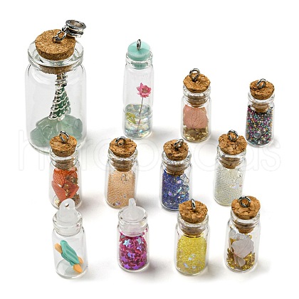 Glass Bottle Pendants GLAA-XCP0001-19-1