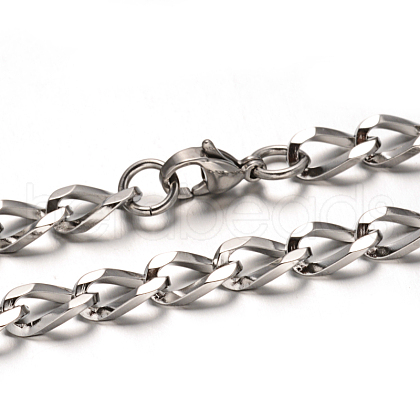 304 Stainless Steel Curb Chain Necklaces NJEW-M150-01P-1