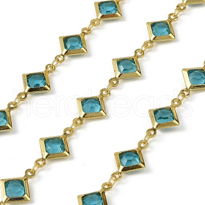 Brass Glass Rhombus Link Chains CHC-R001-05G-05-1