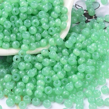 6/0 Imitation Jade Glass Seed Beads SEED-T006-04A-10-1