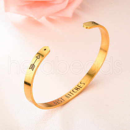 Inspirational Stainless Steel Cuff Bangles for Men Women FS-WG0E735-08-1