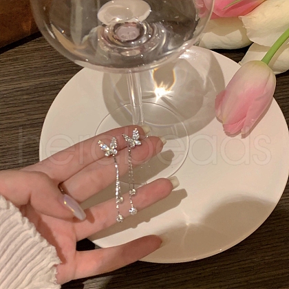 Butterfly Alloy Rhinestone Stud Earrings WG46953-80-1