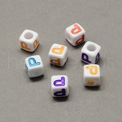 Large Hole Colorful Acrylic Letter European Beads SACR-Q104-02P-1