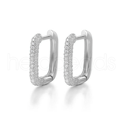 Rectangle S925 Sterling Silver Hoop Earrings AK6460-2-1