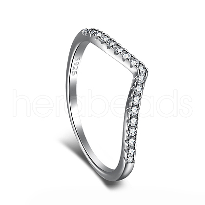 Rhodium Plated 925 Sterling Silver Micro Pave Cubic Zirconia Finger Ring for Women RJEW-F150-15B-01P-1