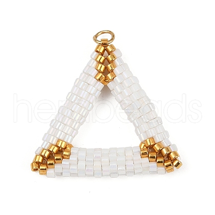 Handmade Glass Seed Beaded Triangle Pendants PALLOY-MZ00756-01-1