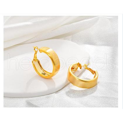 Brass Ring Hoop Earrings for Women EJEW-A121-17A-G-1