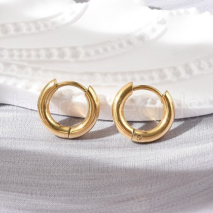 Ion Plating(IP) 304 Stainless Steel Huggie Hoop Earrings EJEW-G272-01-8mm-G-1