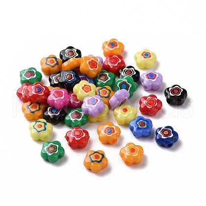 Printed Opaque Acrylic Beads X-OACR-E009-07B-1