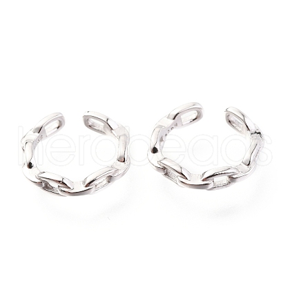 Anti-Tarnish Rhodium Plated 925 Sterling Silver Cuff Earrings EJEW-H124-05P-1