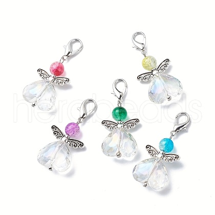 Angel Acrylic & Alloy Pendant Decotrations HJEW-JM00780-S-1