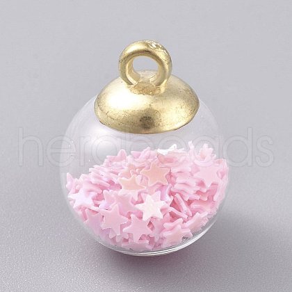 Glass Ball Pendants GLAA-WH0015-26C-1