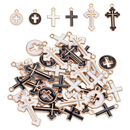 DELORIGIN 60Pcs 6 Styles Alloy Enamel Pendants ENAM-DR0001-06-1