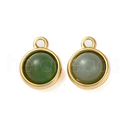 Natural Green Aventurine Half Round Charms STAS-L022-397B-G-1