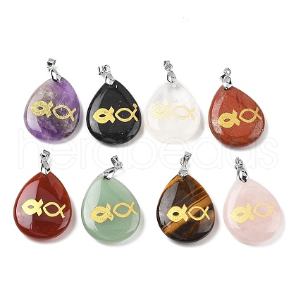 Natural Mixed Gemstone Pendants G-F786-09I-1
