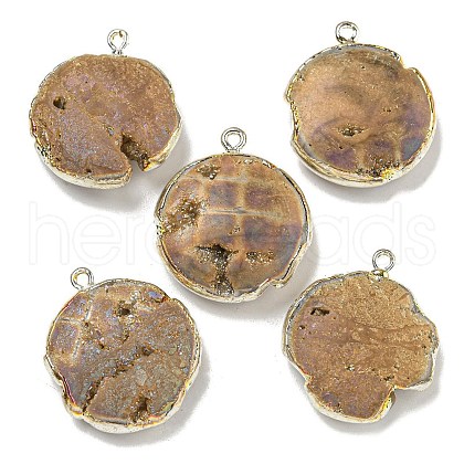 Electroplated Natural Druzy Agate Pendants G-A229-01B-1