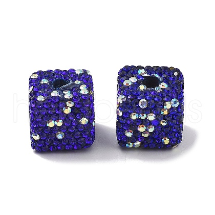 Cube Shape Polymer Clay Rhinestone Beads CLAY-NH0001-08A-1