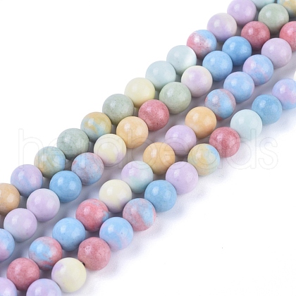 Natural Red Rainbow Jasper Beads Strands G-G806-04-8mm-1