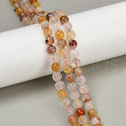 Natural Ferruginous Quartz Beads Strands G-U026-A08-6mm-1