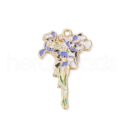 Light Gold Plated Alloy Enamel Pendants ENAM-D065-01KCG-01-1