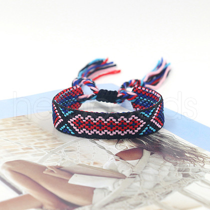 Polyester Braided Rhombus Pattern Cord Bracelet FIND-PW0013-004A-18-1