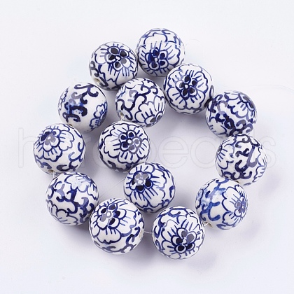 Handmade Blue and White Porcelain Beads PORC-G002-07-1