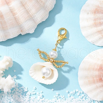 Angel Clam Shell Pendant Decoration HJEW-MZ00245-01-1