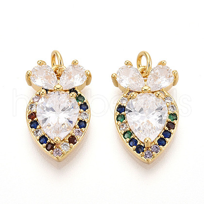 Brass Micro Pave Cubic Zirconia Pendants KK-N265-25G-1