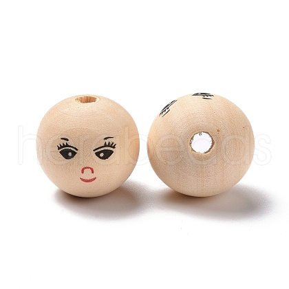 Printed Wood European Beads WOOD-C001-03B-03-1