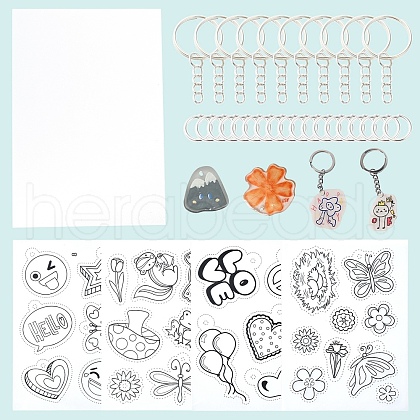 DIY Plastic Heat Shrink Film Paper & Iron Keychain Kits DIY-YW0009-30-1