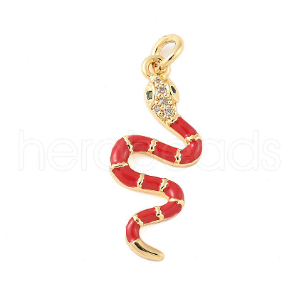 Brass Micro Pave Cubic Zirconia Enamel Pendants KK-D354-02G-A-1