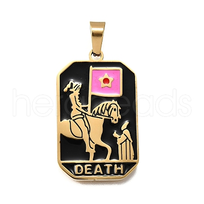 Tarot 304 Stainless Steel Enamel Pendants STAS-M119-09K-G-1