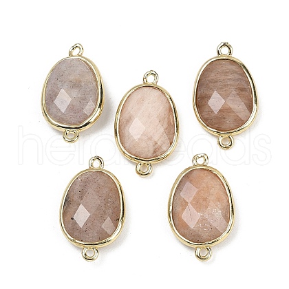 Natural Sunstone Faceted Connector Charms G-K347-11G-01-1