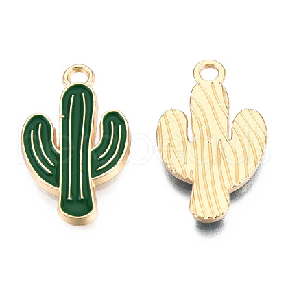 Light Gold Plated Alloy Pendants X-ENAM-T009-12A-1