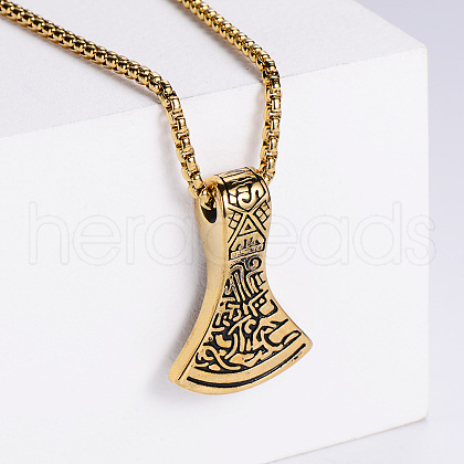 Stainless Steel Viking Axe Pendant Necklaces for Men XN5650-2-1