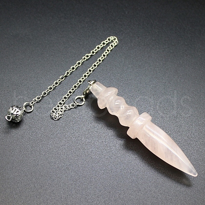 Natural Rose Quartz Dowsing Pendulum Big Pendants PW-WG71136-04-1