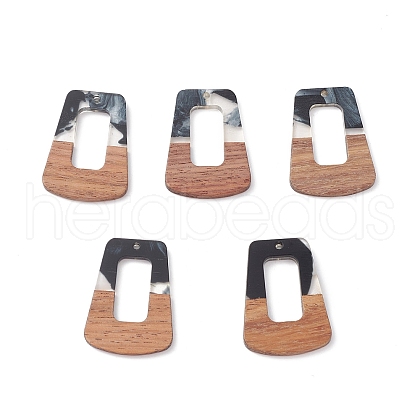 Pearlized Resin & Walnut Wood Pendants WOOD-C016-01C-1