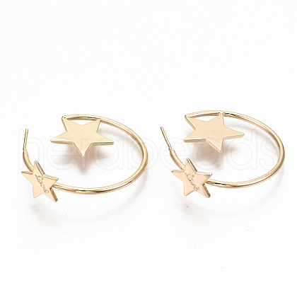 Semicircular Brass Half Hoop Earrings KK-T062-35G-NF-1