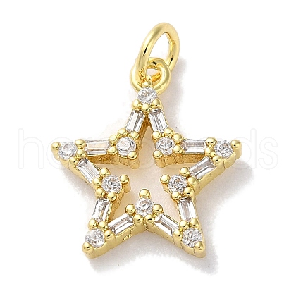 Rack Plating Brass Micro Pave Cubic Zirconia Pendants KK-Z039-23G-1