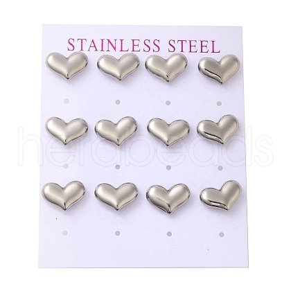 304 Stainless Steel Heart Stud Earrings EJEW-C099-12P-1