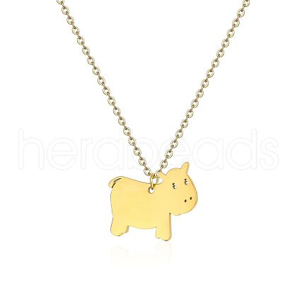 Cute Cartoon Animal Stainless Steel Pendant Necklaces QV5065-2-1