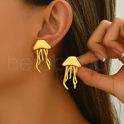 Brass Jellyfish Stud Earrings KN6880-1