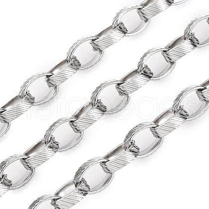 304 Stainless Steel Textured Rolo Chains STAS-P386-09P-1