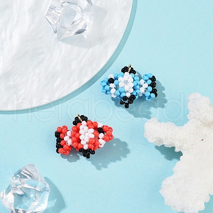 Seed Beads Beaded Charms PALLOY-MZ00382-1