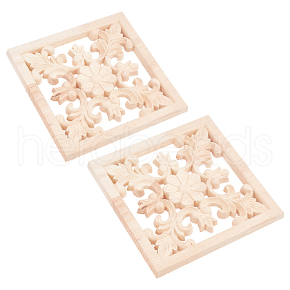 Natural Solid Wood Carved Onlay Applique Craft WOOD-FH0001-13-1
