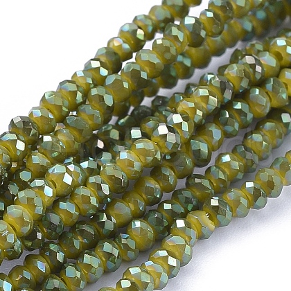 Electroplate Glass Beads Strands GLAA-F079-FR09-1