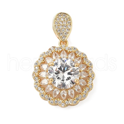 Brass Micro Pave Clear Cubic Zirconia Pendants KK-S531-22G-1
