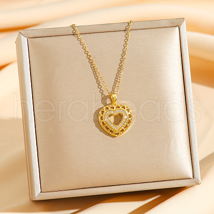 Brass Crystal Rhinestone Hollow Pendant Necklaces NJEW-P331-01D-G-1