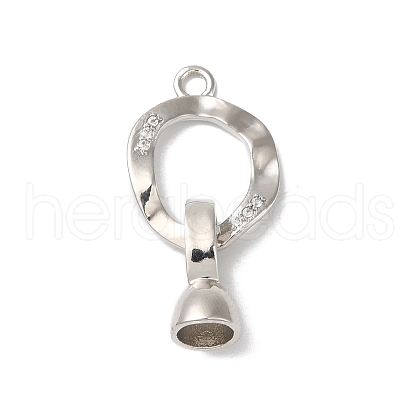 Rack Plating Brass Micro Pave Clear Cubic Zirconia Fold Over Clasps KK-A222-16P-1