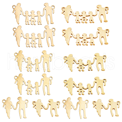   12Pcs 3 Styles Family Theme 304 Stainless Steel Pendants STAS-PH0004-53-1